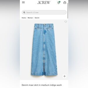 NEW with tags! Denim maxi skirt in medium indigo wash, size 27